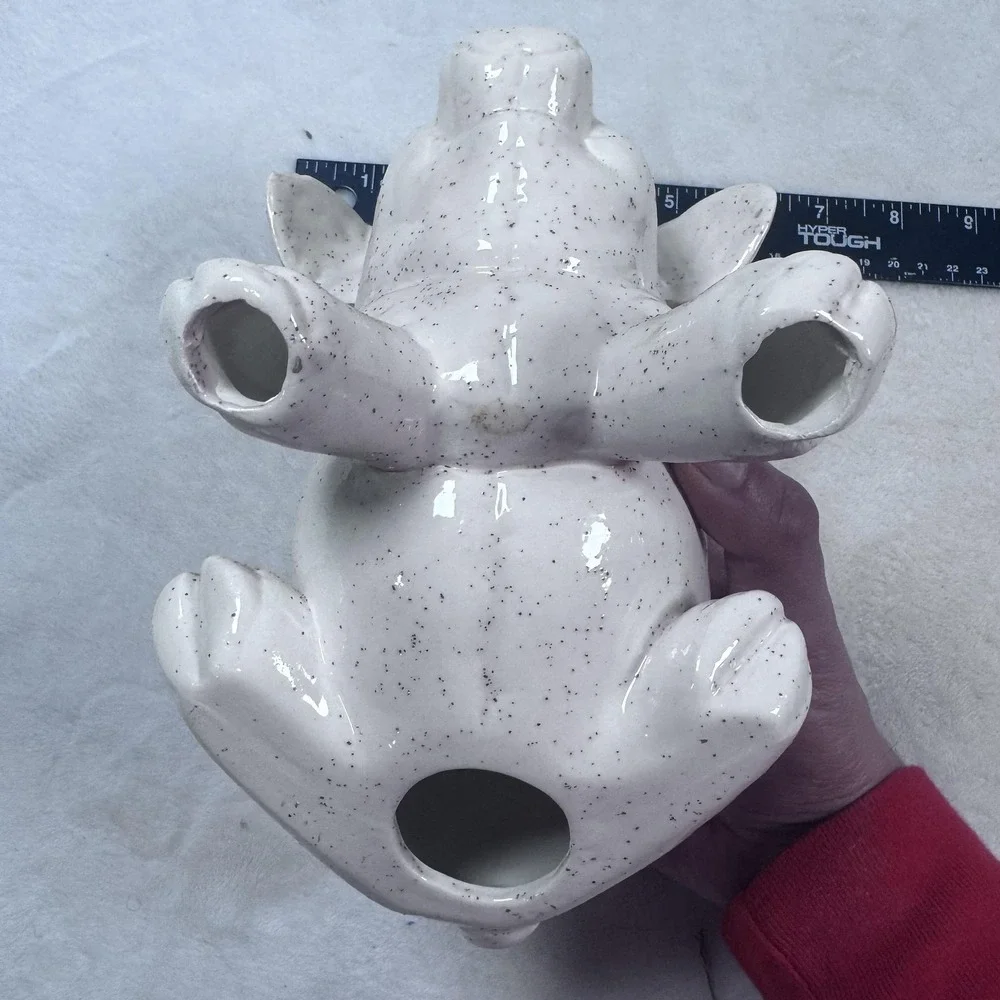 Speckled‎ White Ceramic Pig Figurine Cute Farmhouse Animal Decor Statue 10in